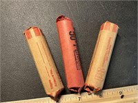 3 rolls of assorted wheat pennies unsearched by