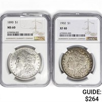 [2] Morgan Silver Dollars NGC  1890-1902