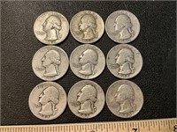 9, 1940’s Washington quarters in circulated