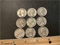 9, 1950’s Washington quarters in circulated