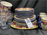 PIER 1 IMPORTS PLATES+BOWLS+CUPS SET OF 6