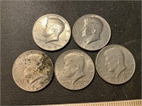 5, 1970’s Kennedy half dollars