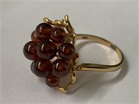 18k gold designer garnet sphere cluster ring -