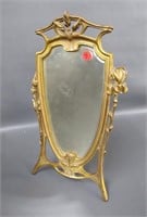 Antique iron Art Nouveau gilt mirror - 16"h