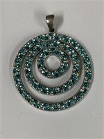 Sterling silver pendant set w/ blue and clear