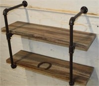 Wood and Pipe Shelf (wall) 32" x 23"