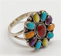 Sterling silver ring set w/ multi colored