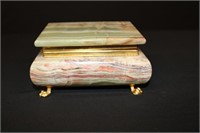 Onyx and Brass footed Box 5" x 7" x 3"