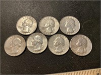7, 1964 and down Washington silver quarters in
