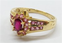14k gold ring set w/ pink stones - size 9.25