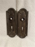 Antique Matching Pair Art Deco door escutcheons