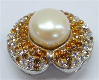 Sterling silver pendant set w/ pearl & multicolor