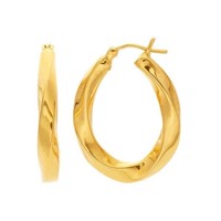 14K Yellow Gold Electroform Hoop Earrings 4.2g