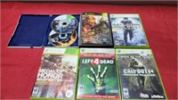 6 xbox 360 games in the case