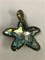 Sterling silver starfish cut crystal pendant