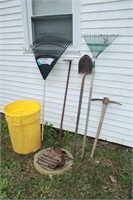 Hand Tools & Garbage Can Lot