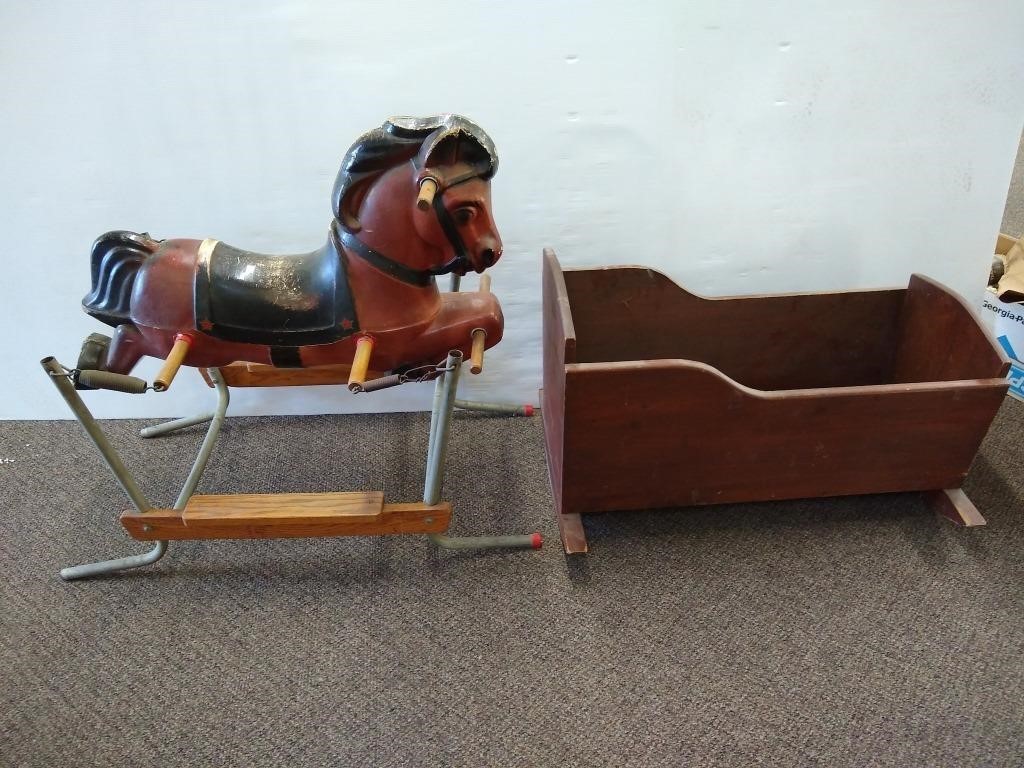 Happitime Sears horse & wood rocking cradle
