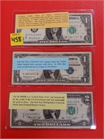 1976 $2, $1 Barr Note, $1 Silver Certificate