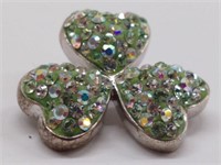 Triple heart crystal sterling silver designer