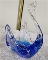 Beautiful Murano Blue/Clear Blown Glass Swan