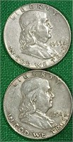 1963 D & 1961 D Ben Franklin Half Dollars