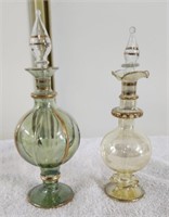 Pair of Delicate Blown Glass Perfume Bottles