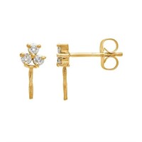 14K Gold Diamond-Set Cluster Post Earrings/Peg