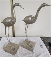 Pair of Silver Painted Herons
