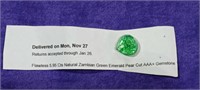 Lab 5.95 cts Pear Cut Emerald