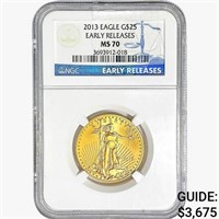 2013 American 1/2oz. Gold $25 Eagle NGC MS70