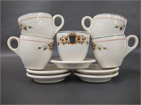 5 Freemason vintage china cup and saucer sets