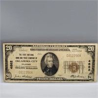 1929 $20 NATIONAL CURRENCY OKLAHOMA CITY FIRST