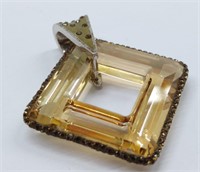 Sterling silver cut crystal square iridescent