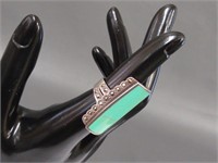 Sterling silver ring set w/ turquoise ? and