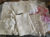 Box of Vintage Doilies & Table Runners