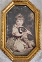 Vintage 'Little Girl w/ Puppy' Print.