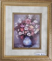 Bouquet Print in Gold Frame.