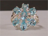 Sterling silver ring set w/ clear pale blue