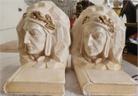 Pair of Ceramic Bookends. Marked 'Dante'