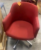 Red cloth plush chair with arms