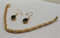 Chinese vermeil bracelet and earring set