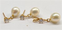 10k gold pearl earring and pendant set