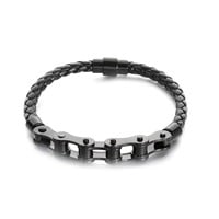 Black chain and corded Bracelet bicycle chain mens
