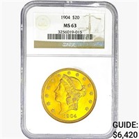 1904 $20 Gold Double Eagle NGC MS63