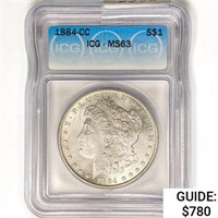 1884-CC Morgan Silver Dollar ICG MS63