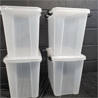NEW plastic bins w latching lids   -YA