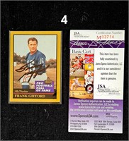 Auto NFL HoF FB Card Frank Gifford w/COA-JSA