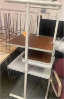 2 grey mobile desk units classroom use