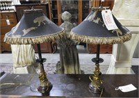 Pair of leopard themed table lamps with matching