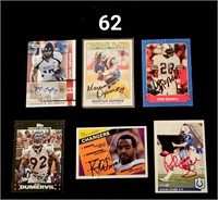 6 Autographed Football Cards*